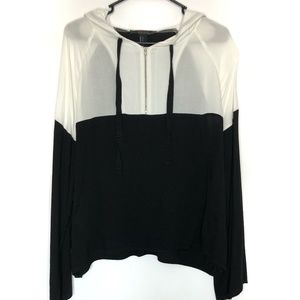 Forever 21 Black & White Color Block Zip Up Hoodie